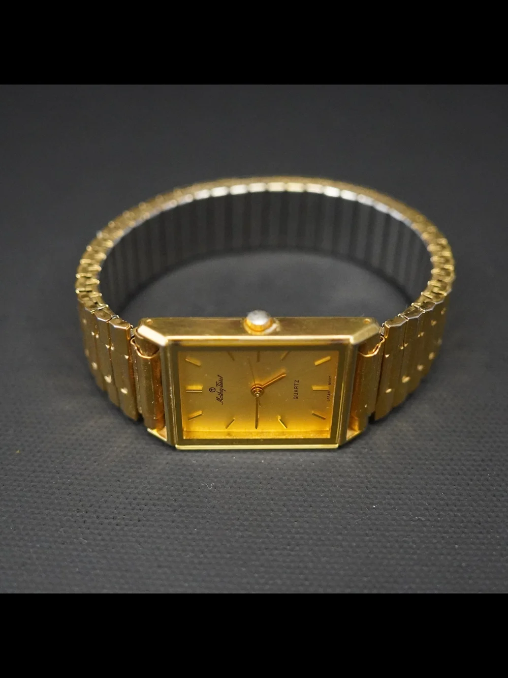 Vintage Mathey-Tissot Men's Quartz Watch Gold Tone Tank Dial Japan Movt